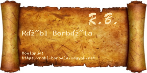 Rábl Borbála névjegykártya